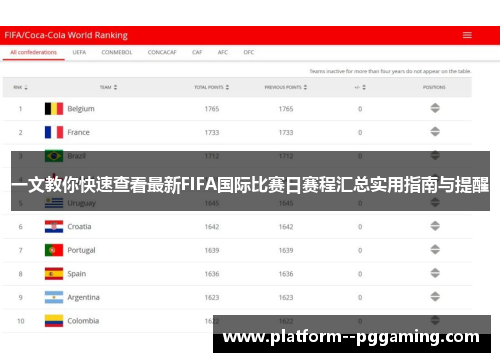 一文教你快速查看最新FIFA国际比赛日赛程汇总实用指南与提醒 一文教你快速查看最新FIFA国际比赛日赛程汇总实用指南与提醒